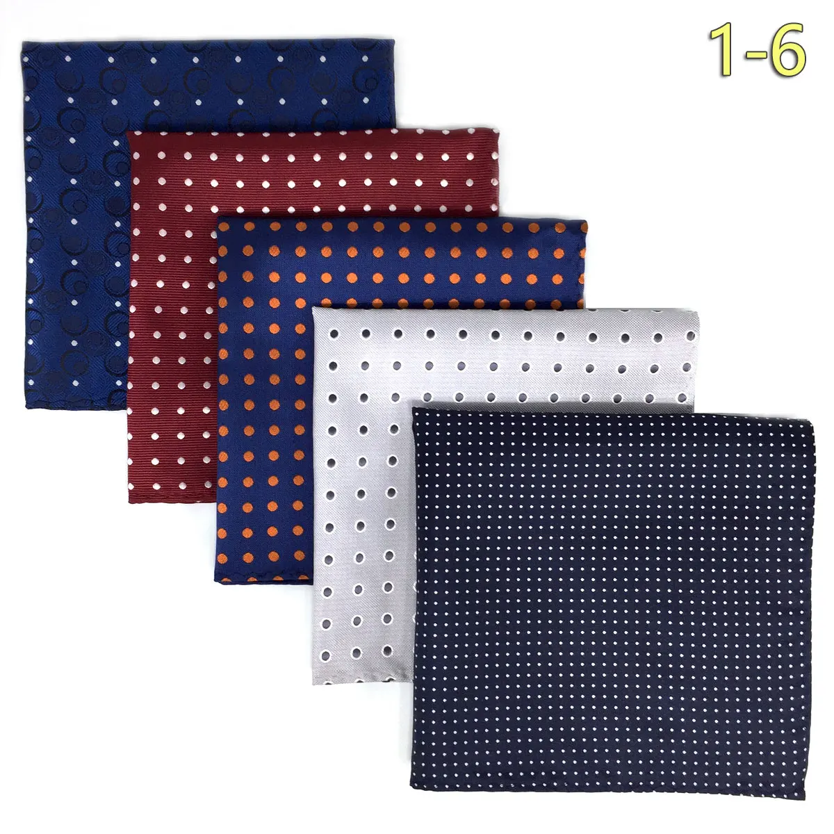 5 Pack Set Men's Pocket Square Handkerchief, Assorted Designs