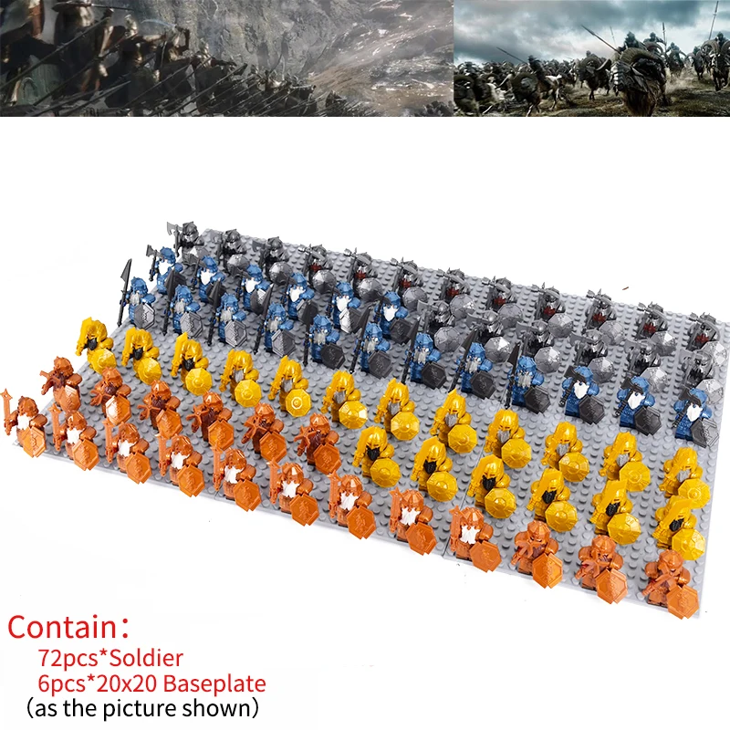 MOC LOTR Soldier Orcs Army Figures Armor Guard Warrior Archer Medieval Dol Amroth Knights Building Blocks Bricks toys gifts