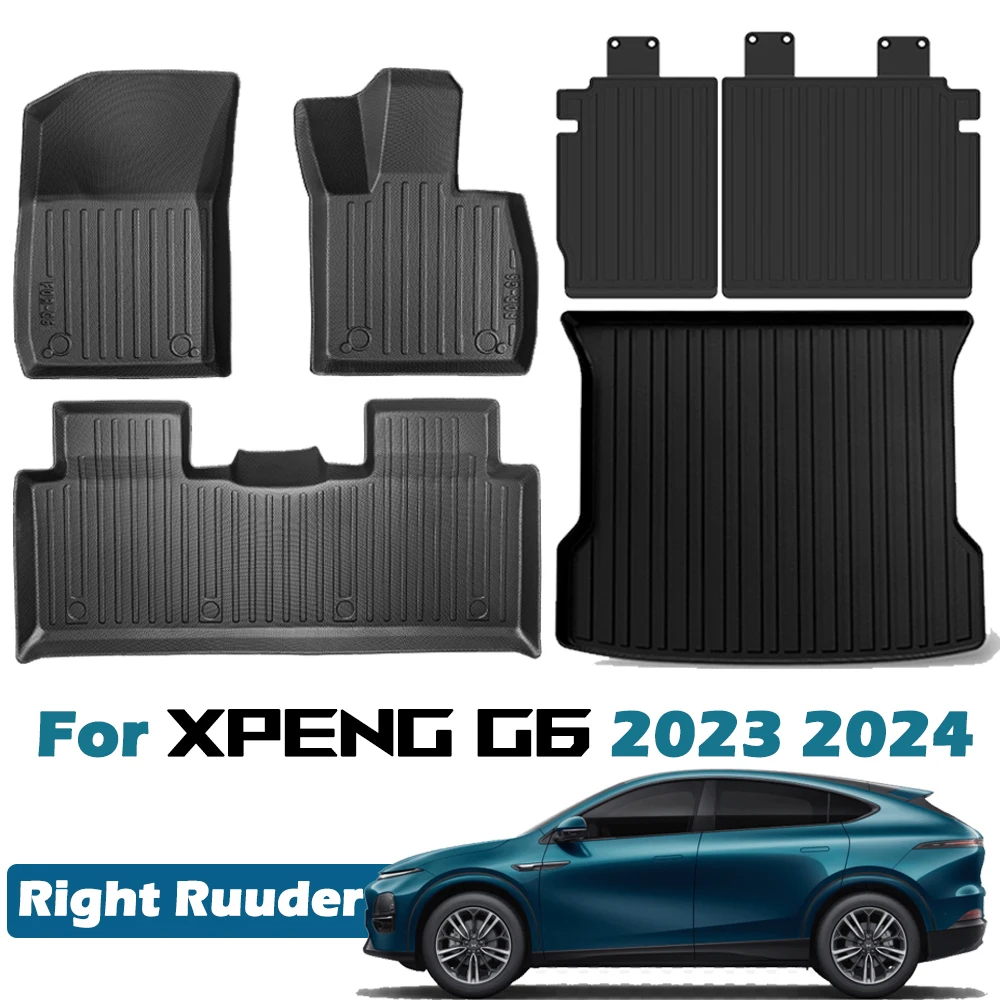 

For Xpeng G6 2023 2024 Car Floor Mats,All Weather Front Rear Cargo Liner Trunk Pad TPE 3D Accessories（Fit for Right Rudder）