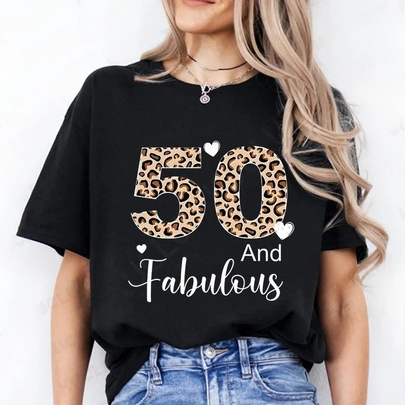 Hello  Funny Women T-shirt Ladies Fifty Shirt  Birthday Tees Love Heart Graphic Print Tops Casual Clothing