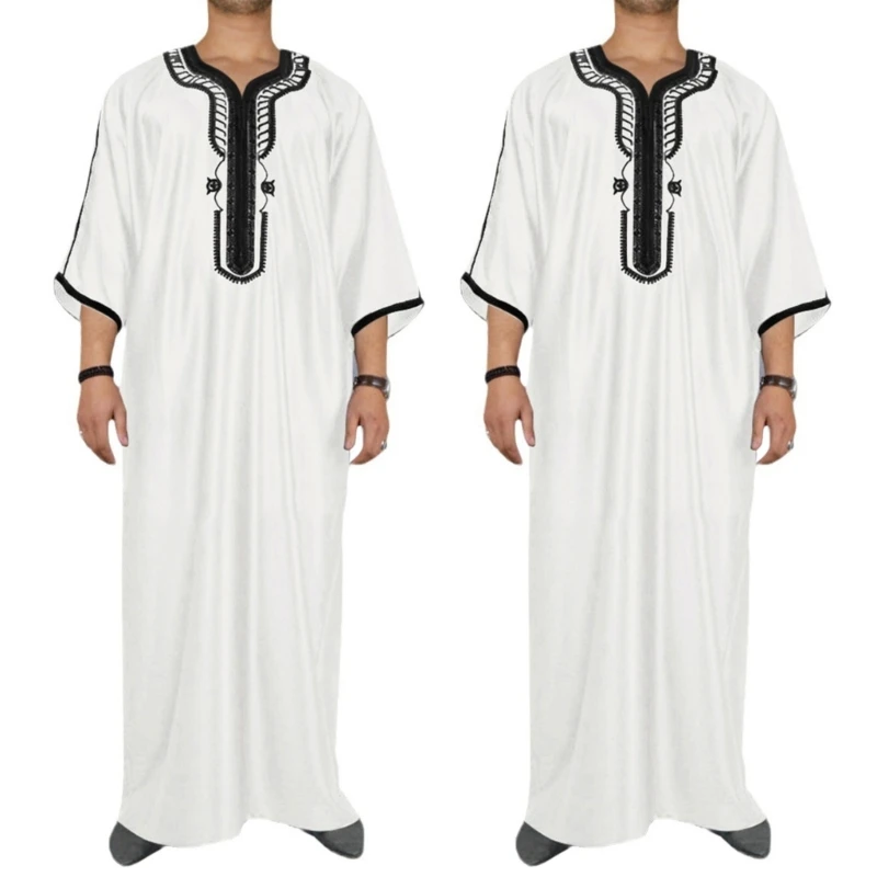 634C Mans Traditional Muslims Clothing Middle East Jubba Thobe Islamic Kaftan Robe Male Saudi Arab Caftans Arabic Clothing