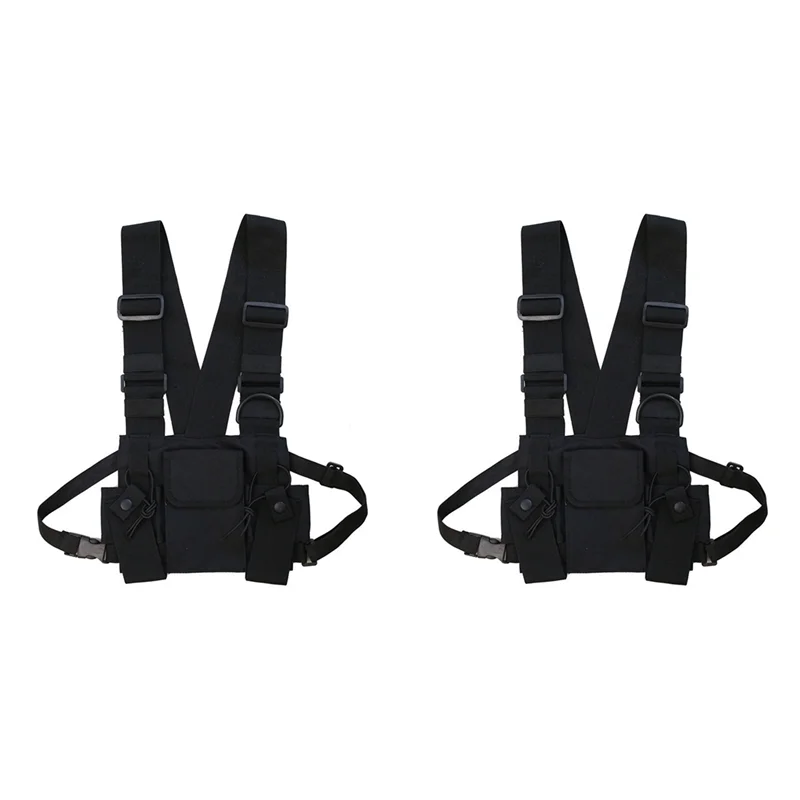 FULL-2X راديو لاسلكي تخاطب 3 جيب الصدر حقيبة ظهر تسخير مع سحاب لموتورولا Baofeng كينوود الجبهة حزمة سترة الحقيبة