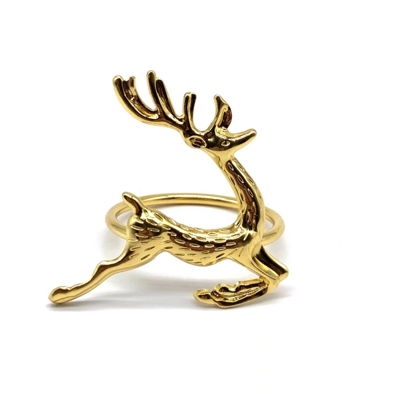 Ouro e Prata Christmas Deer Napkin Ring, Elk Holder para Festa de Natal, Decoração de Mesa, Decoração de Casa, 6pcs