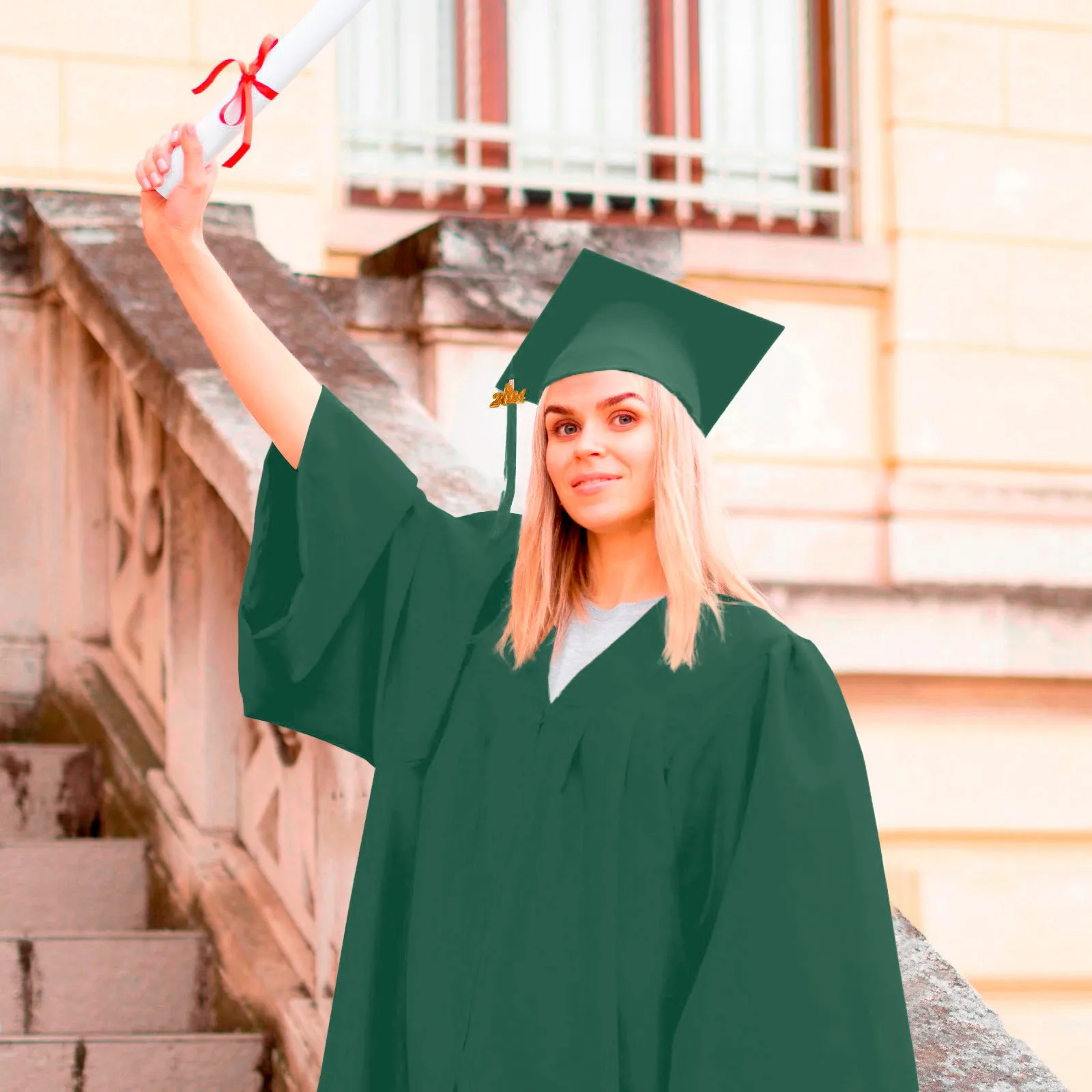 Robe de graduation universitaire pour adultes et enfants, uniforme d'étudiant du secondaire avec pompon, ensemble de robes de célibataire et de chapeau