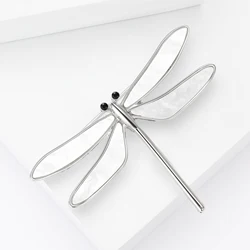 Simple Enamel Shell Dragonfly Brooches for Women Unisex Insect Animal Pins Casual Party Accessories Gifts