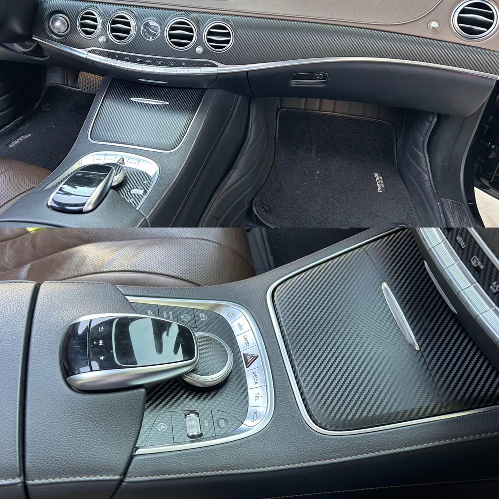

For Mercedes Benz S-Class W222 2014-2020 Car-Styling Carbon Fiber Car Interior Center Console Color Molding Sticker Decals Parts