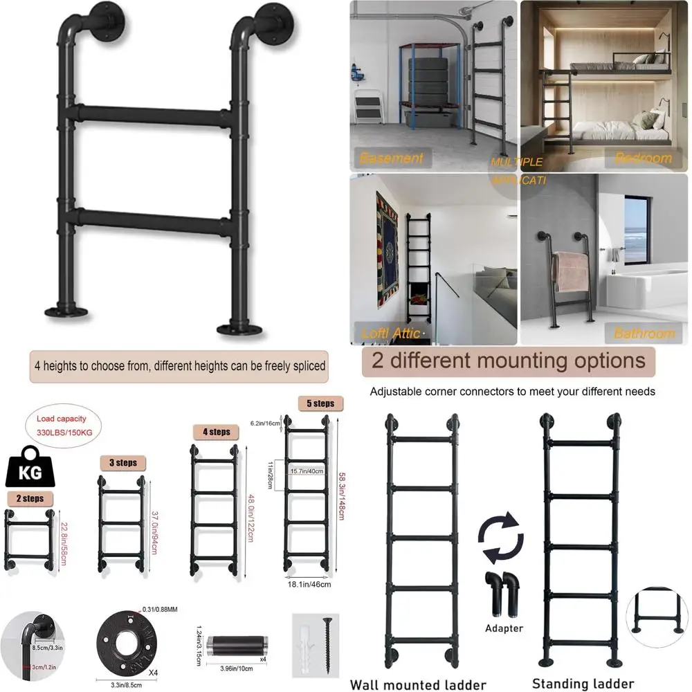 

Компактная двухфутовая эгрессионная лестница для лофтов, чертиков и общежитий с настенным металлическим дизайном