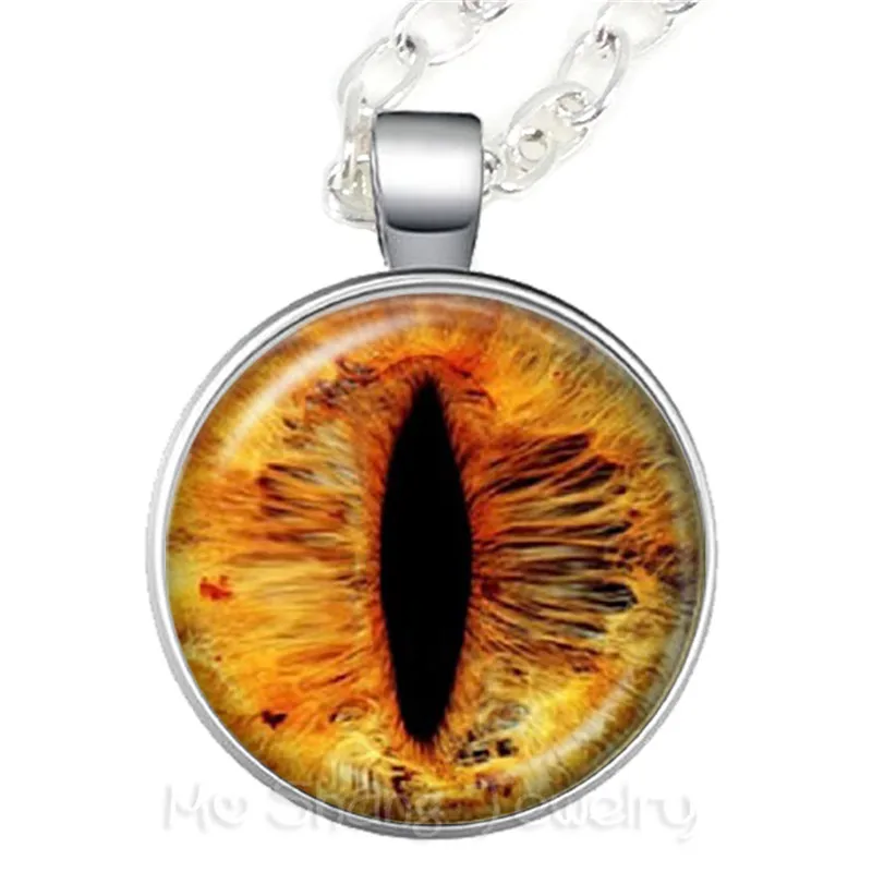 Fashion Colored Evil Eye Necklace Beautiful Animal Dragon Cats Eye Heart 25mm Glass Cabochon Pendant Gift For Fridends