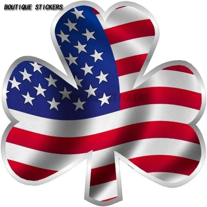 

Clover American Flag Car Decal Waterproof Polyethylene Decal Car Motorcycle Laptop Toolbox External Decoration Accessories