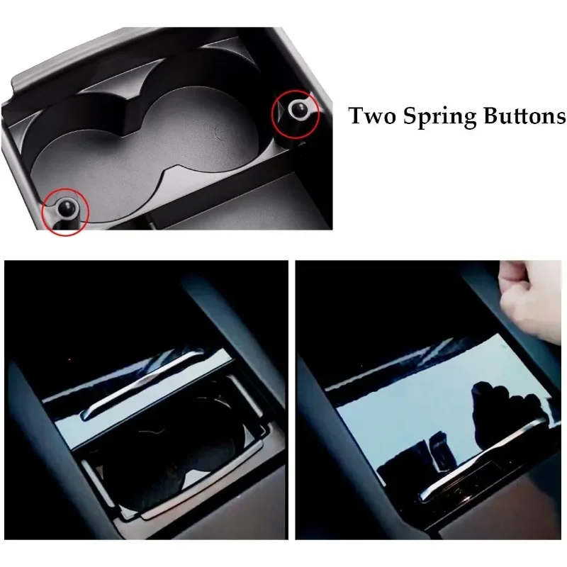 For Tesla Model S Model X Center Console Organizer Cup Holder Armrest Storage Box Car Accessories 2016 2017 2018 2019 2020 2021