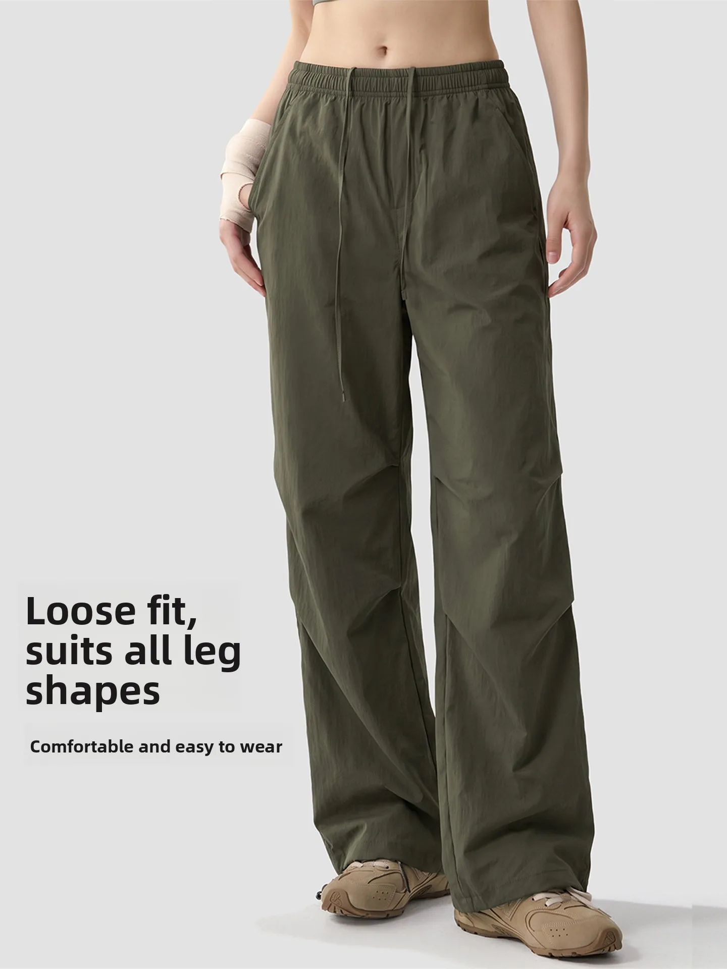 New Lila Military Green Work Pants Women Breathable Quick Dry Outdoor Mountain Paratrooper Pants Casual Straight Leg Wide Leg...
