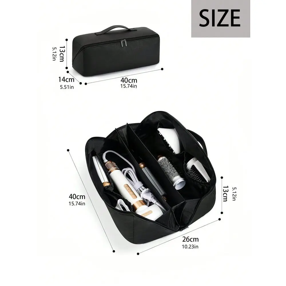 Hair Dryer Travel Storage Bag, PU Leather UltraThin Handheld Double Layer Storage Pouch, Suitable For Hair Dryer Hair Styling T