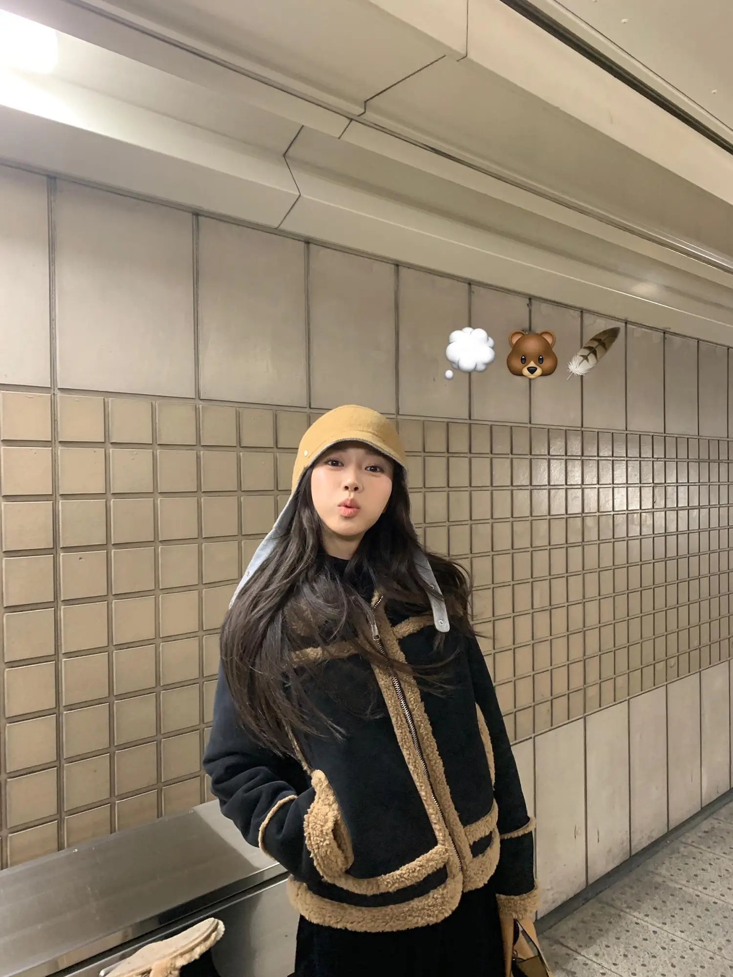 

Week One EEONE Sugar Heart a ort Пальто с воротником из меха Self-Kept Кожа Inteated Jaet Commute Sle Loose Fit Long Sve