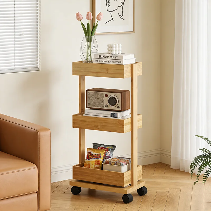 Classic trolley shelf Floor-to-ceiling multi-layer bedroom Snack storage shelf Bathroom mobile finishing rack