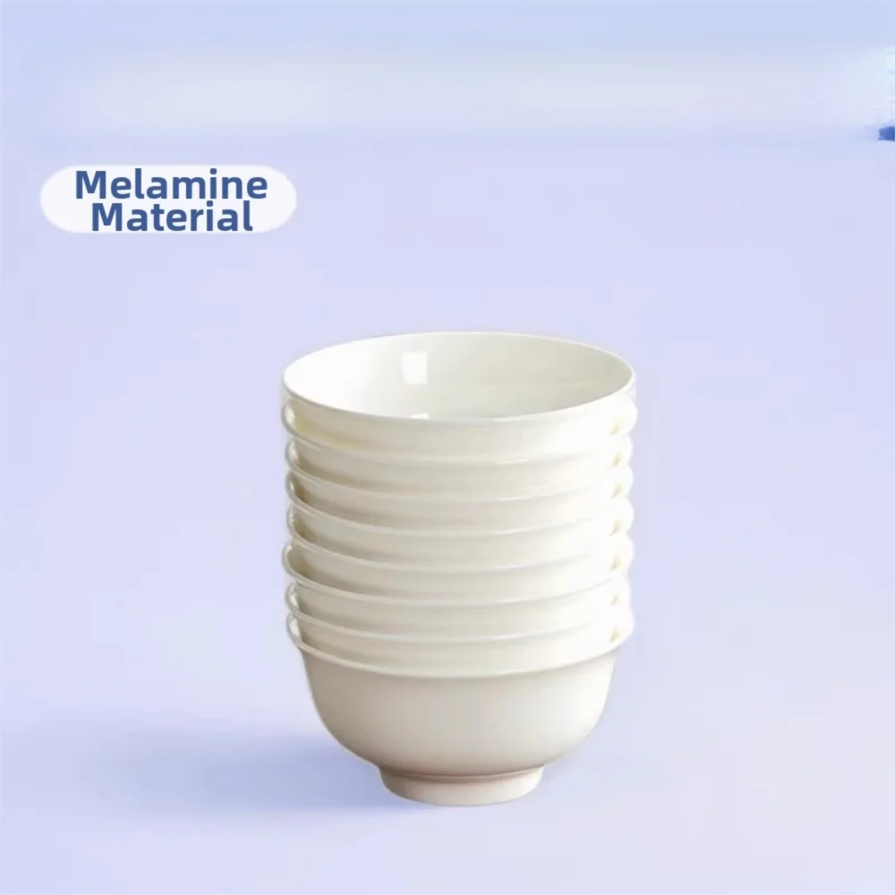 New White Melamine Bowls Imitation Porcelain Unbreakable Food Containers Japanese Style Anti-Fall Soup Bowl Tableware