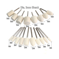 20/10 pcs 3mm Shank Mounted Polishing Bobs Felt Polishing Head for Metal Mirror Buffing