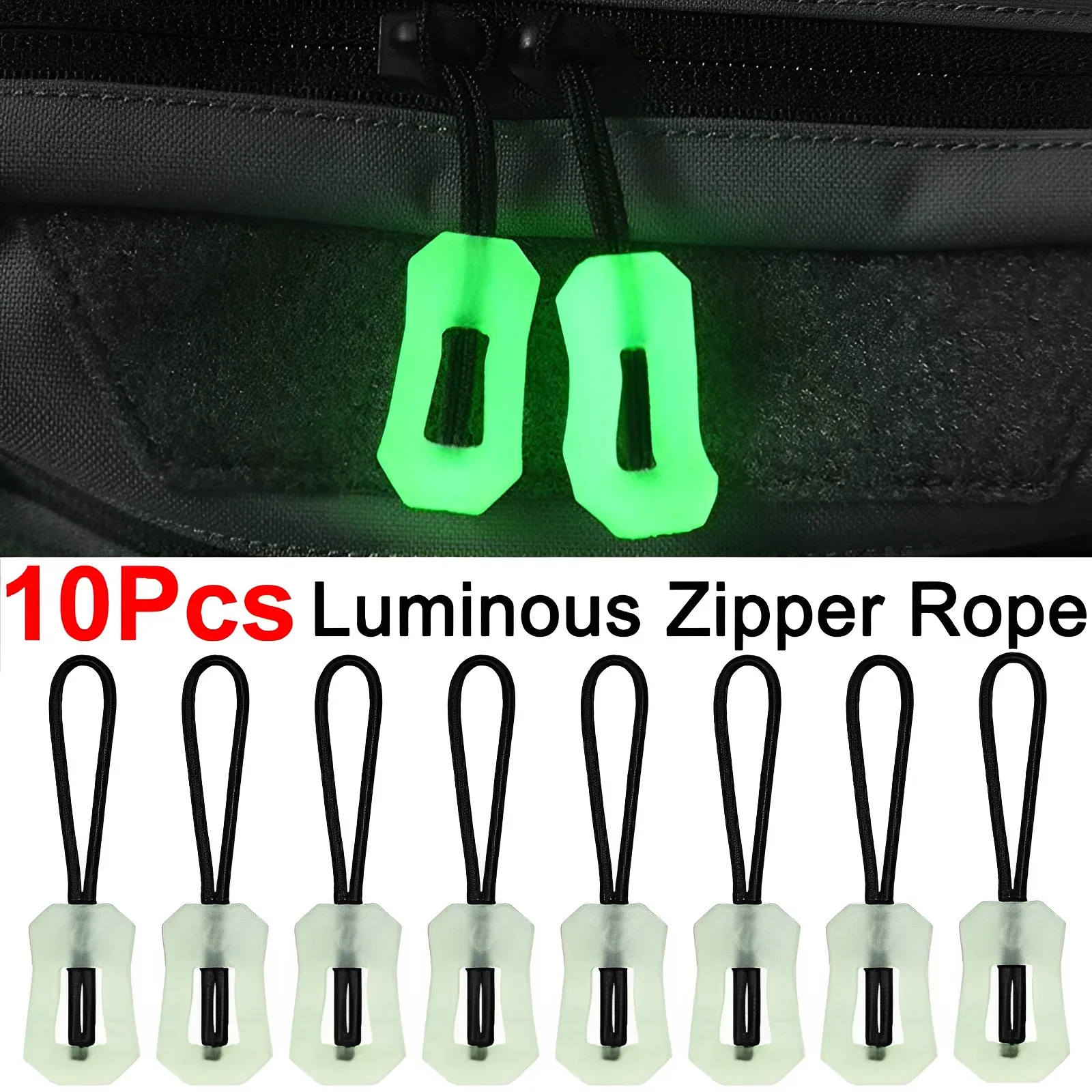 10/1pcs Luminous Zipper Pull Kit Markers Glow In The Dark Night For Coat Jacket Rucksacks Tent Zippers Outdoor Rucksack Handbag