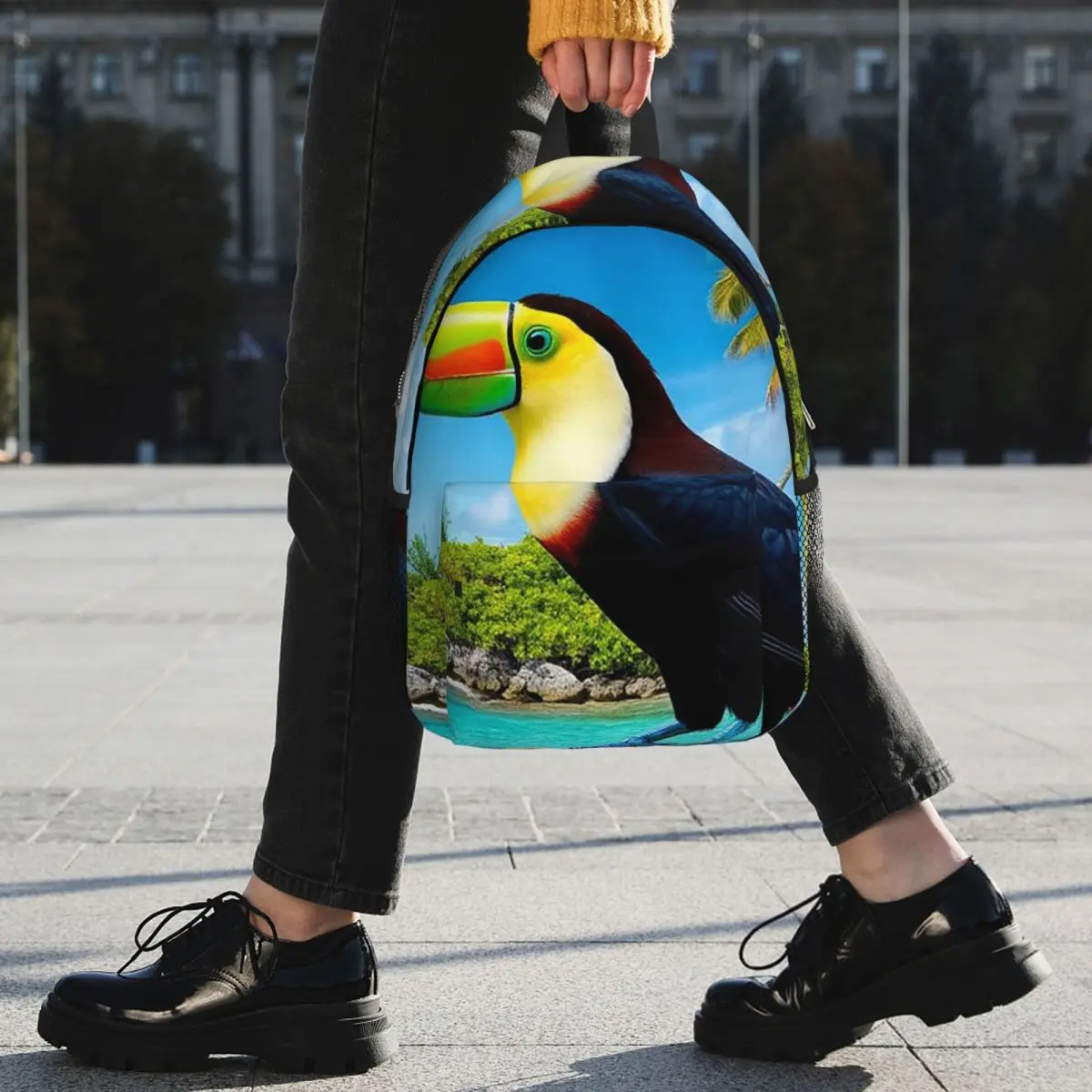 Vibrant Tropical Parrot Toco Toucan Realistic Backpack Student BookBag Children School Bag Computer Shoulder Bags for Boys Girls