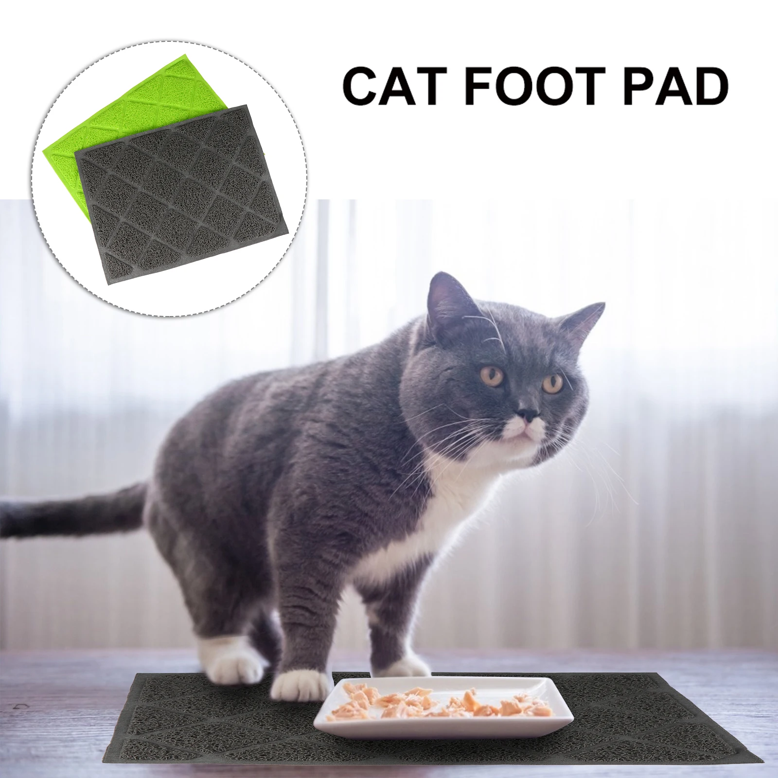 

2 Pcs Pet Food Mat PVC Durable Cat Feeding Pad Litter Trapping Design Anti Skid Easy Storage Dog Placemat