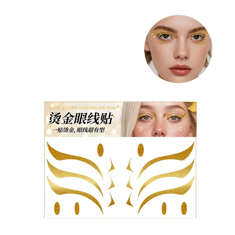 

Party Music Festival Glitter Stickers Face Eyeliner Tattoo Flash Gold Temporary Tattoos Waterproof Makeup Decals For Girls