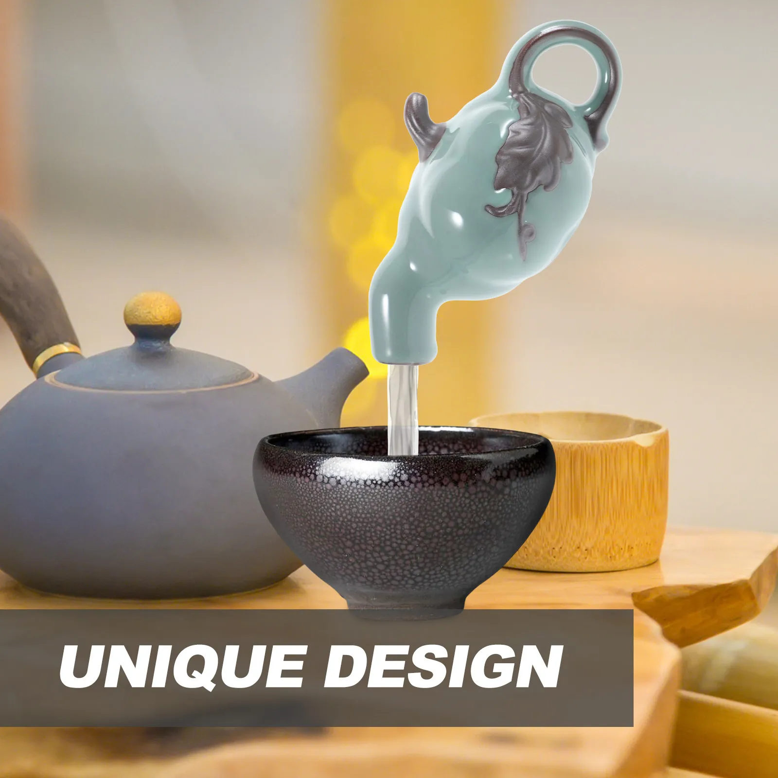 

Набор из 1 керамического плавающего чайников-фонтанов с невидимым потоком воды, настольное украшение, декор для стола, креативное украшение для дома и офиса