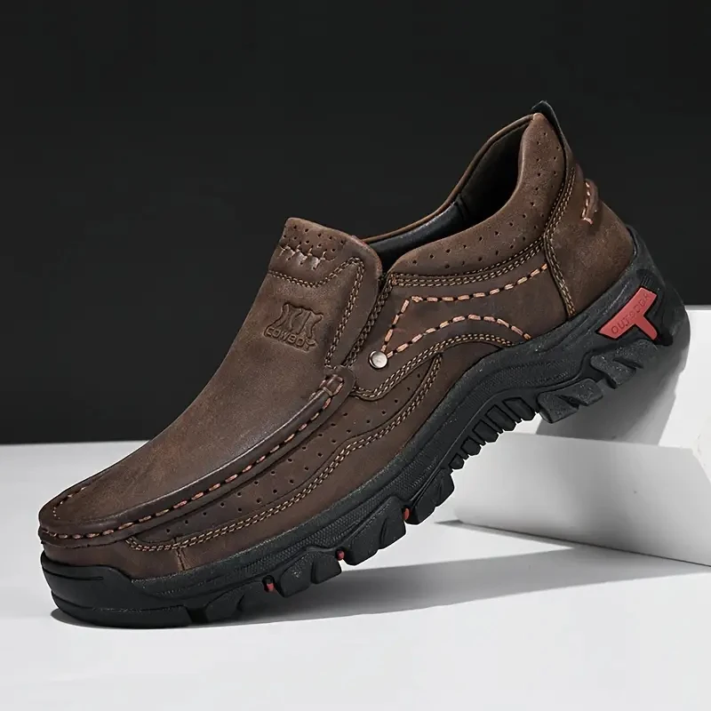 Dikke Zool Mannen Loafers Handgemaakte Outdoor Sneakers Mannen Lederen Vrijetijdsschoenen Slip Op Lente En Herfst Man Schoeisel Plus Maat 39-48