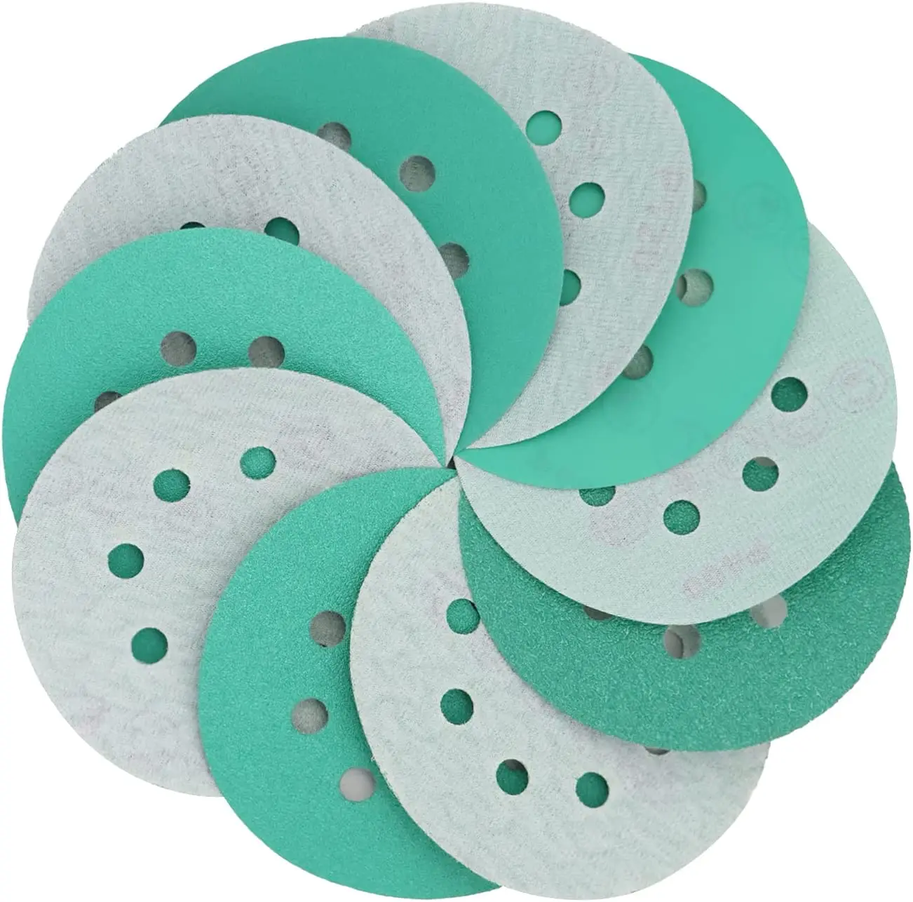 

60Pcs 5 Inch Film Sanding Discs Set, 8 Holes Wet Dry Sandpaper Hook and Loop 40-400 Assorted Grit for Random Orbital DA Sander