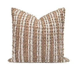 Model Room Pillow Exhibition Hall Orange Grid Weaving Lines Coarse Texture Handmade Pillow Bedhead Cushion Sofa Pillow