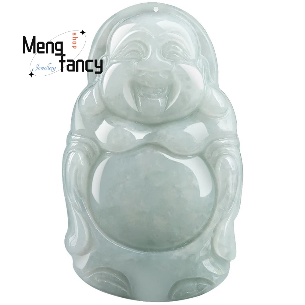 High-grade Natural Myanmar A-goods Jadeite Buddha Maitreya Icy Jade Pendant Exquisite Buddhist Amulet High-grade Fashion Jewelry