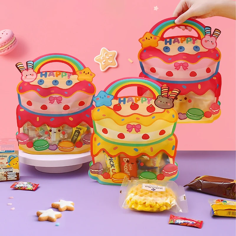 TETP 50 قطعة حقيبة عيد ميلاد سعيد كرتونية حقيبة هدايا عصرية للحفلات والاحتفالات تغليف بسكويت الحلوى المصنوعة يدويًا