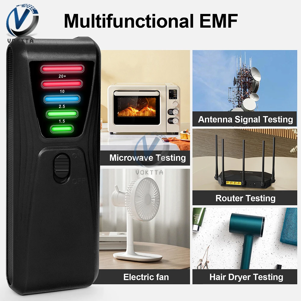 EMF Meter Tool Electromagnetic Radiation Tester 5-color LED Indicator Light Magnetic Field Detector Ghost Hunting Equipment Test