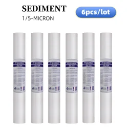 6pcs 20 INCH 1&5 Micron PPF/Sediment Water Purifier Front Filter Cartridge Replacement Reverse Osmosis