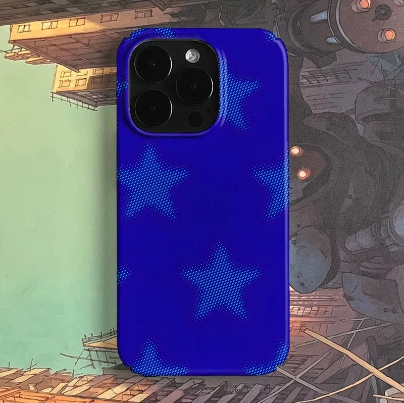 

Ins Deep Blue Star Phone Case for IPHONE 17 Air 16E 15 PROMAX 14 Plus 13 12 MINI 11 PRO 16Plus XR XS MAX SE Acrylic Phone Cover