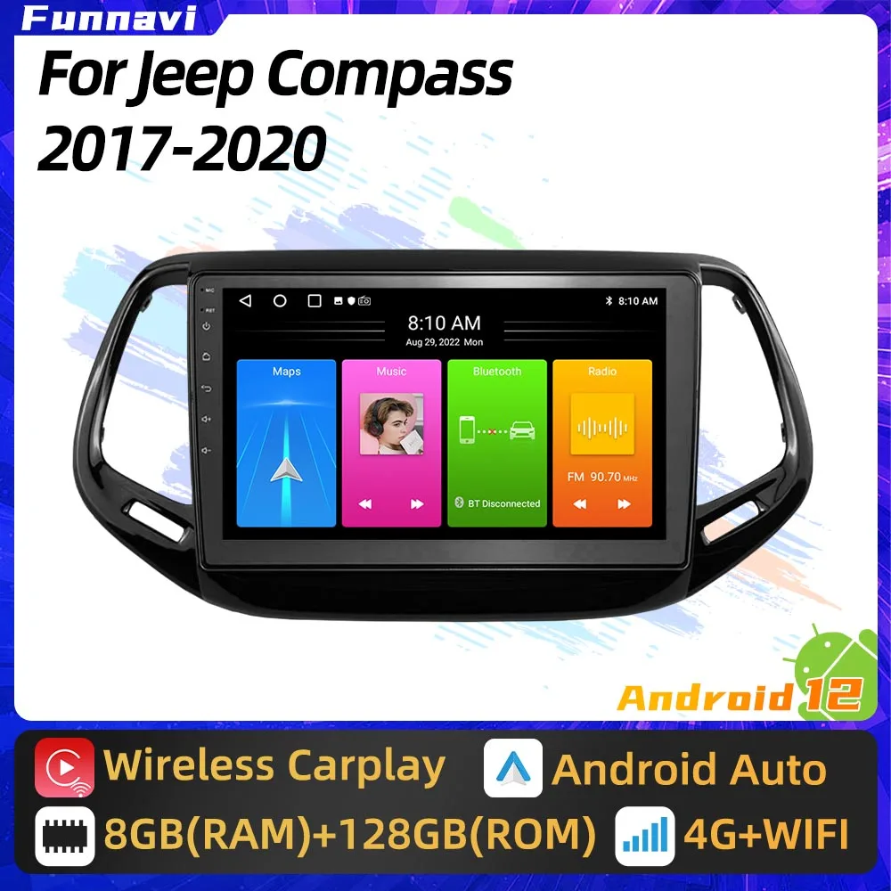 Car Radio Android 2 Din for Jeep Compass 2017 - 2020 GPS Navigation Multimedia Stereo Player Autoradio Audio Auto Head Unit WiFi