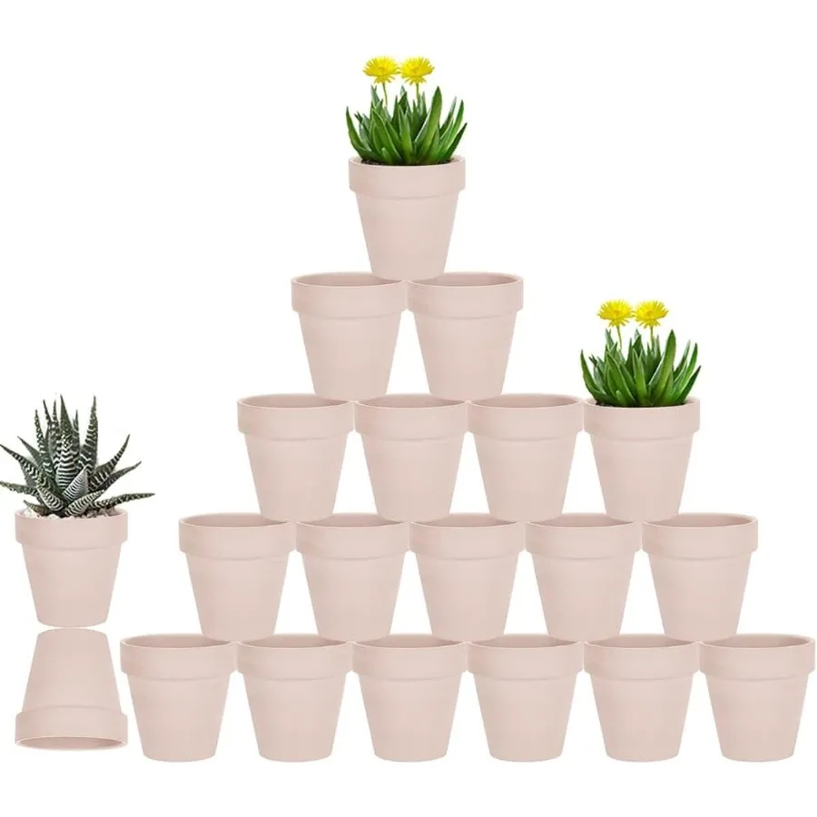 

3 Inch Pink Terra Cotta Terracotta Pots with Drainage 20 Pack Clay Flowerpots Succulent Nursery Planter Great for Plants Crafts