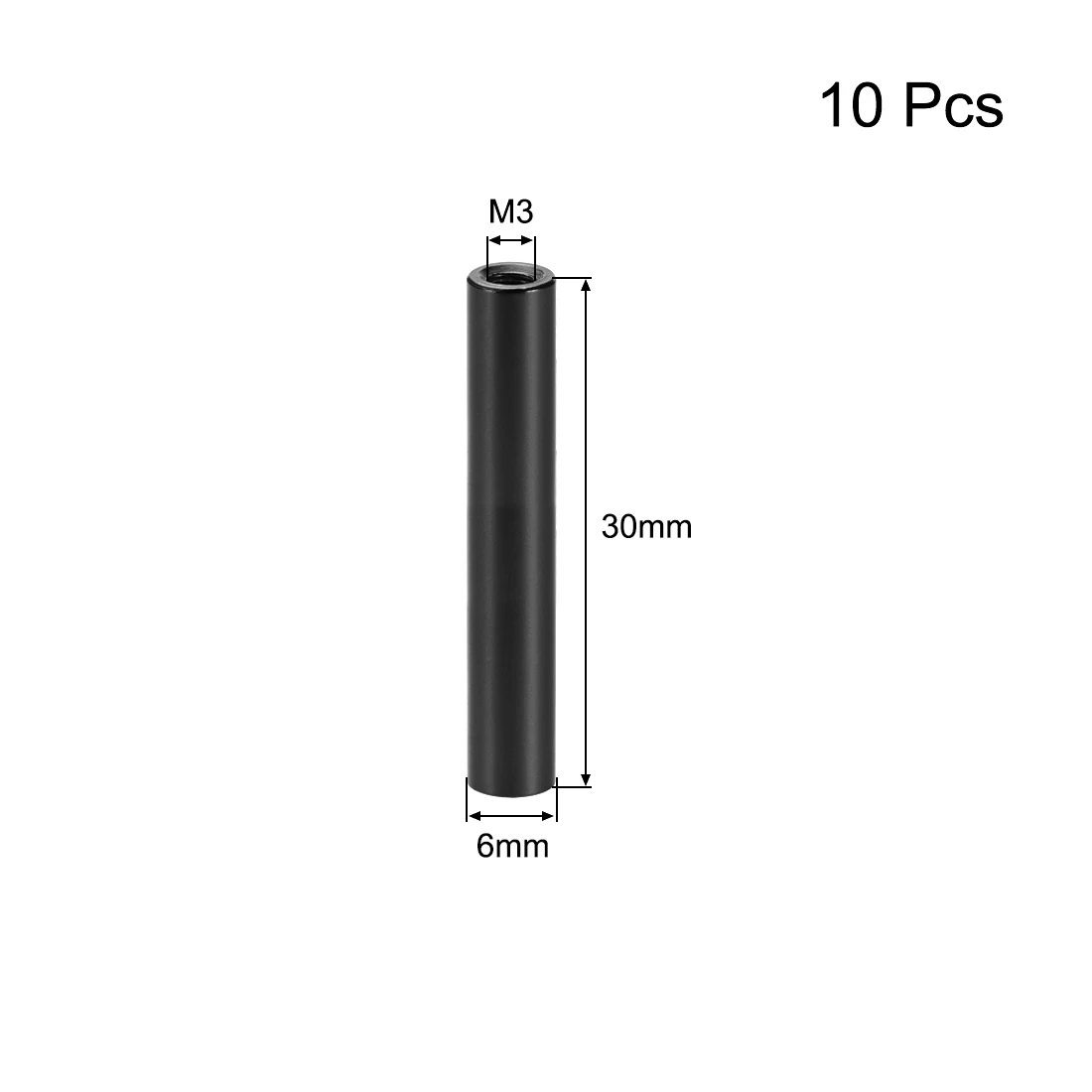 10Pcs M3x30mm/M3x35mm Dia. 6mm Round Aluminum Standoff Column Spacer Female Black for FPV Quadcopter RC Multirotors Parts DIY