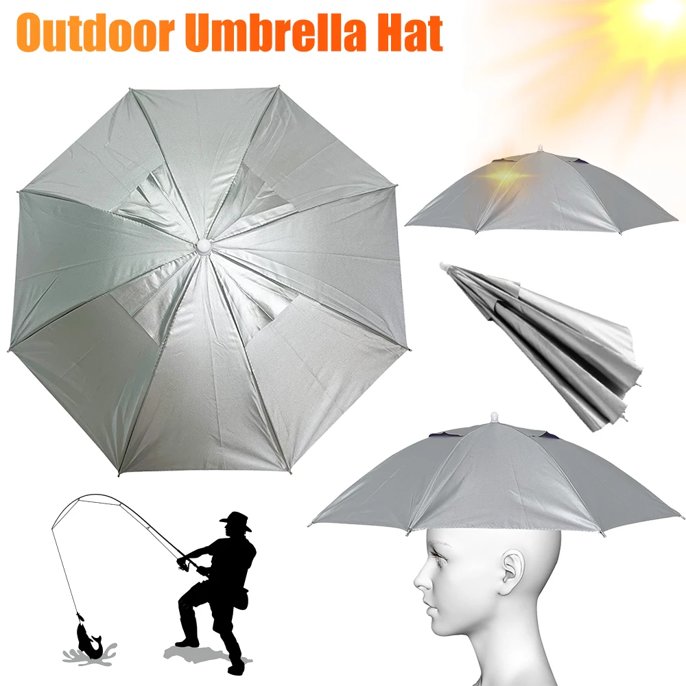 Portable Rain Umbrella Hat Women Men Foldable Outdoor Fishing Sunshade Waterproof Camping Headwear Beach Head Hats Fishing Cap