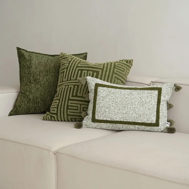 Green Collection Pillows Square Embroidery Cushion Case Luxury Modern Decorative Pillow Cover For Sofa Chair Home Decorations