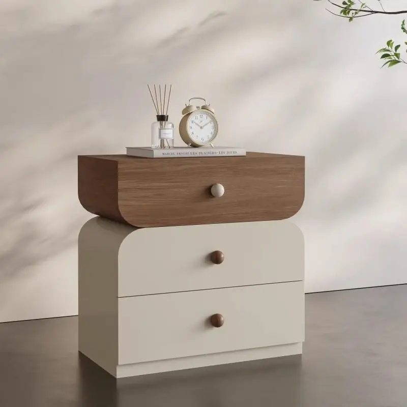 

Solid wood bedside table household bedroom small 2025 new light luxury creative bedside table cream antique style