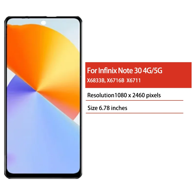X6833B X6711 プレミアム液晶ディスプレイ Infinix Note 30 4G用