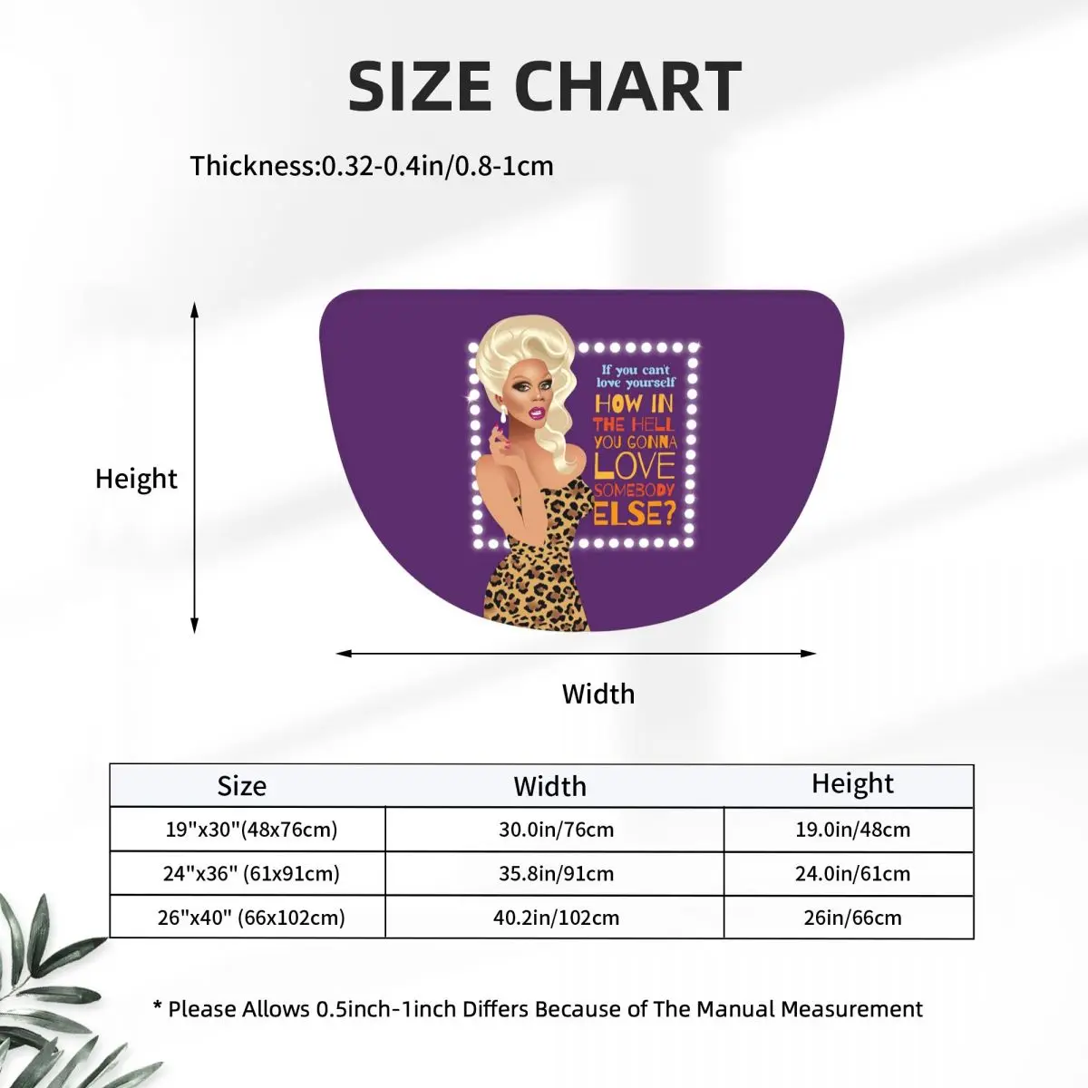 Drag Queen Royalty RuPaul's Drag Race Rupaul RPDR Soft Flannel Half Round Doormat Non Slip Bathroom Mat Absorbent Floor Carpet