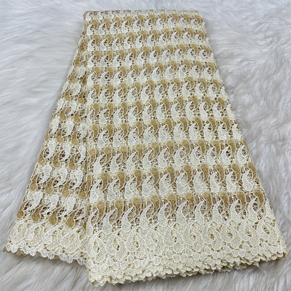 

Latest Cord Guipure Lace Fabric Crystals African Lace Fabric 2026 High 3D Nigerian Water Soluble Material for Dress