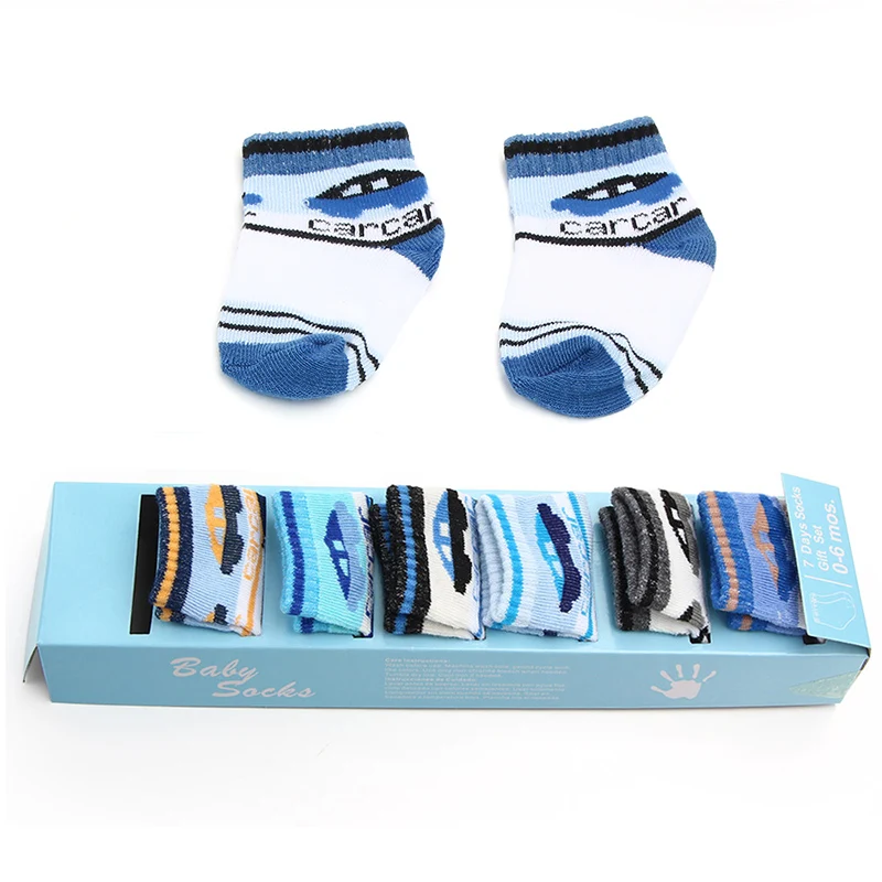 7 Pairs Spring Baby Socks Cotton Soft Warm Printed Cute Socks Infant Chic Casual Skin-Friendly Floor Socks Baby Accessories Gift