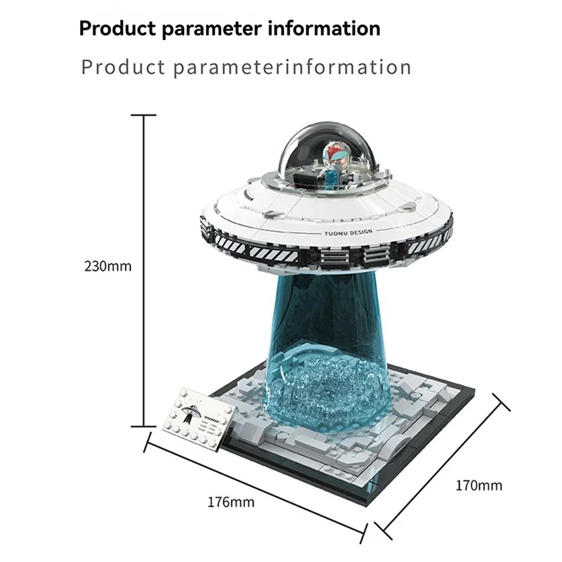 FBIL-UFO Luchtvaart Wetenschap Bouwsteen Schip Ruimtevaartuig Puzzel Assemblage Ornament Model