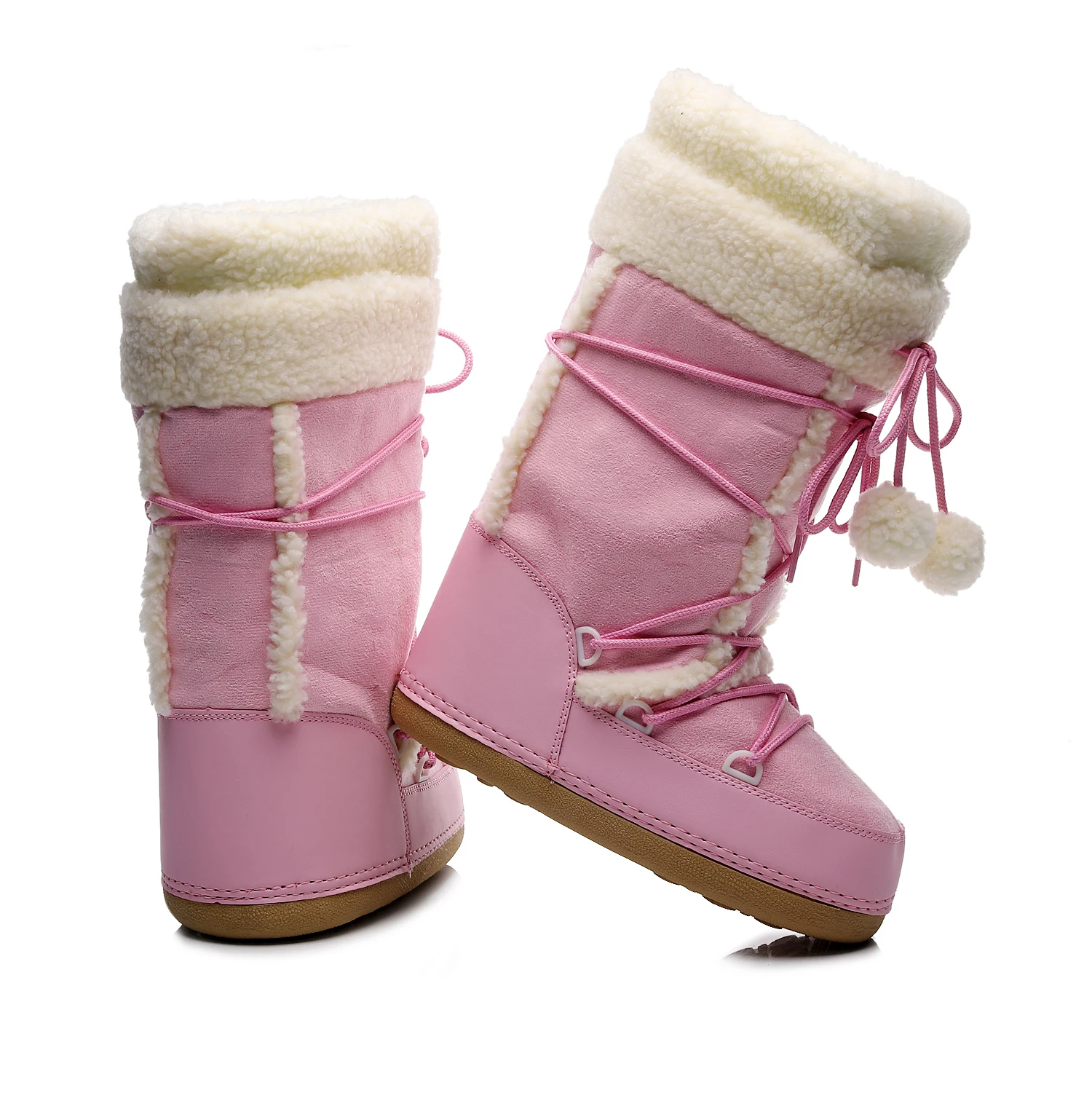 Fashion Women Boots 2024 Winter Space Boots Wool Bread Footwear Snow Boot Plush Inside Women Mid-calf Shoes Non-slip