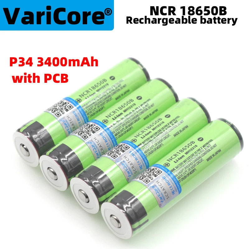 4 pezzi Liitokala originale 18650 3.7V 3400mah NCR18650B scheda di protezione della batteria al litio adatta per batteria torcia