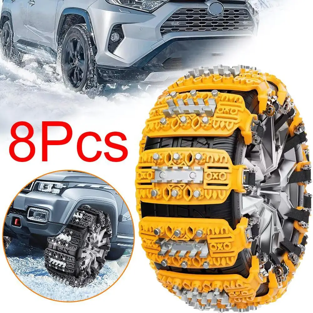 

8PCS Snow Chain 2024 Universal Urethane String Anti-skid Chains Off Road Motorcycle Truck Car Winter Tires Tyre Chains For Snow