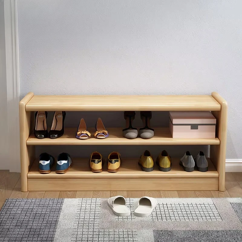 Home Furniture Shoe Rack Cabinet Wood with Seat Wholesale Price Multi-layer Walnut Storage Shoe Cabinet Furniture for Shoes