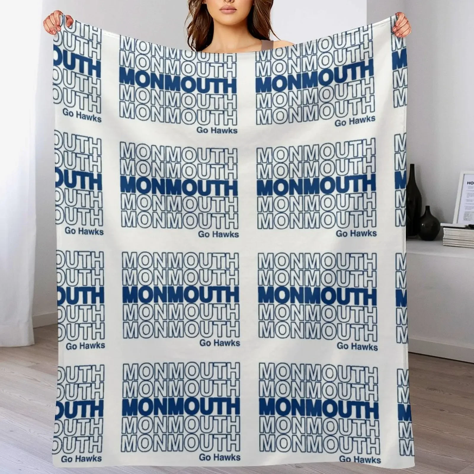 

monmouth university go hawks Throw Blanket Cozy Napping Blanket Gift for Mom Dad