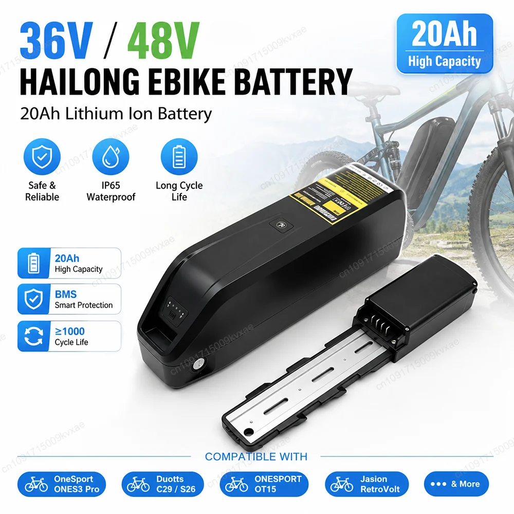 48V 36V 20Ah Hailong Electric Bicycle Battery Pack for Duotts C29 S26 for OneSport OT15 250W-1800W Motor Li-ion E-Bike Batteries